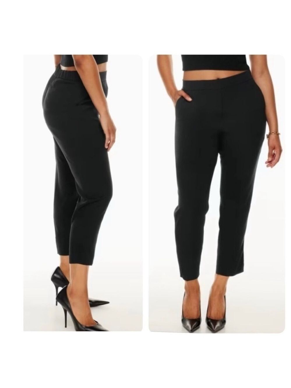 Aritzia Babaton Conan Cropped Pants Crepe Mid Rise Trousers Atelier Black Size 2